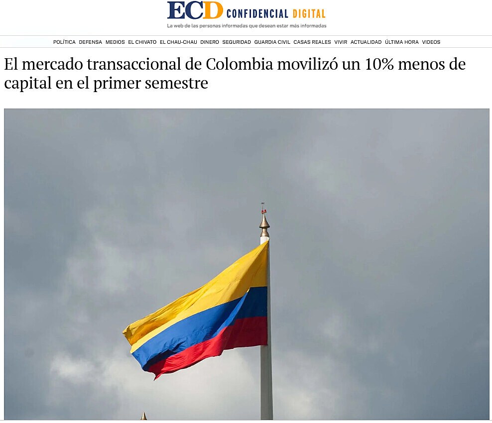 El mercado transaccional de Colombia moviliz un 10% menos de capital en el primer semestre